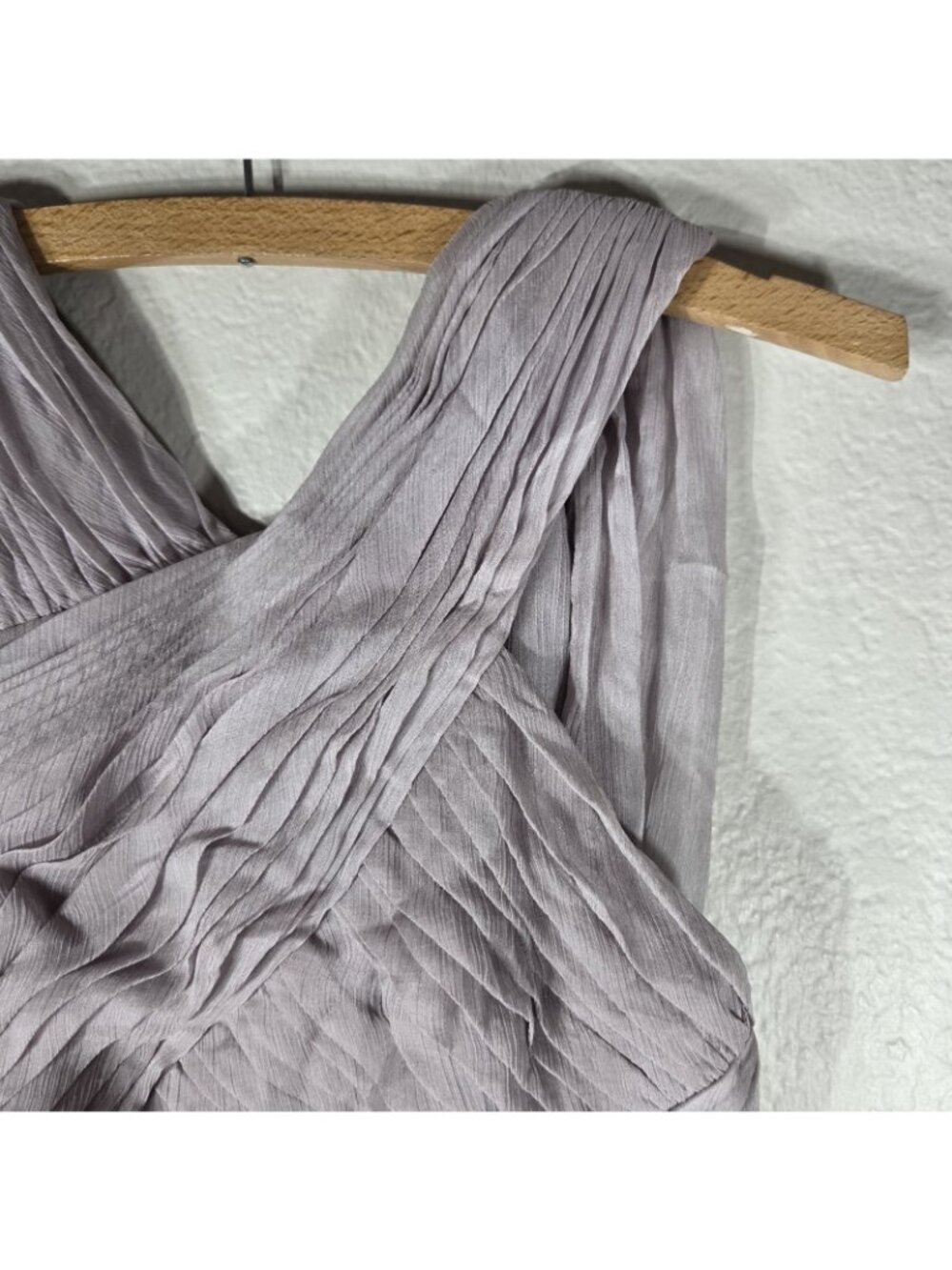 ASOS Lavender Gray Pleated Maxi Dress Size 2 Criss-Cross Ruched Chiffon Gown - Picture 6 of 16